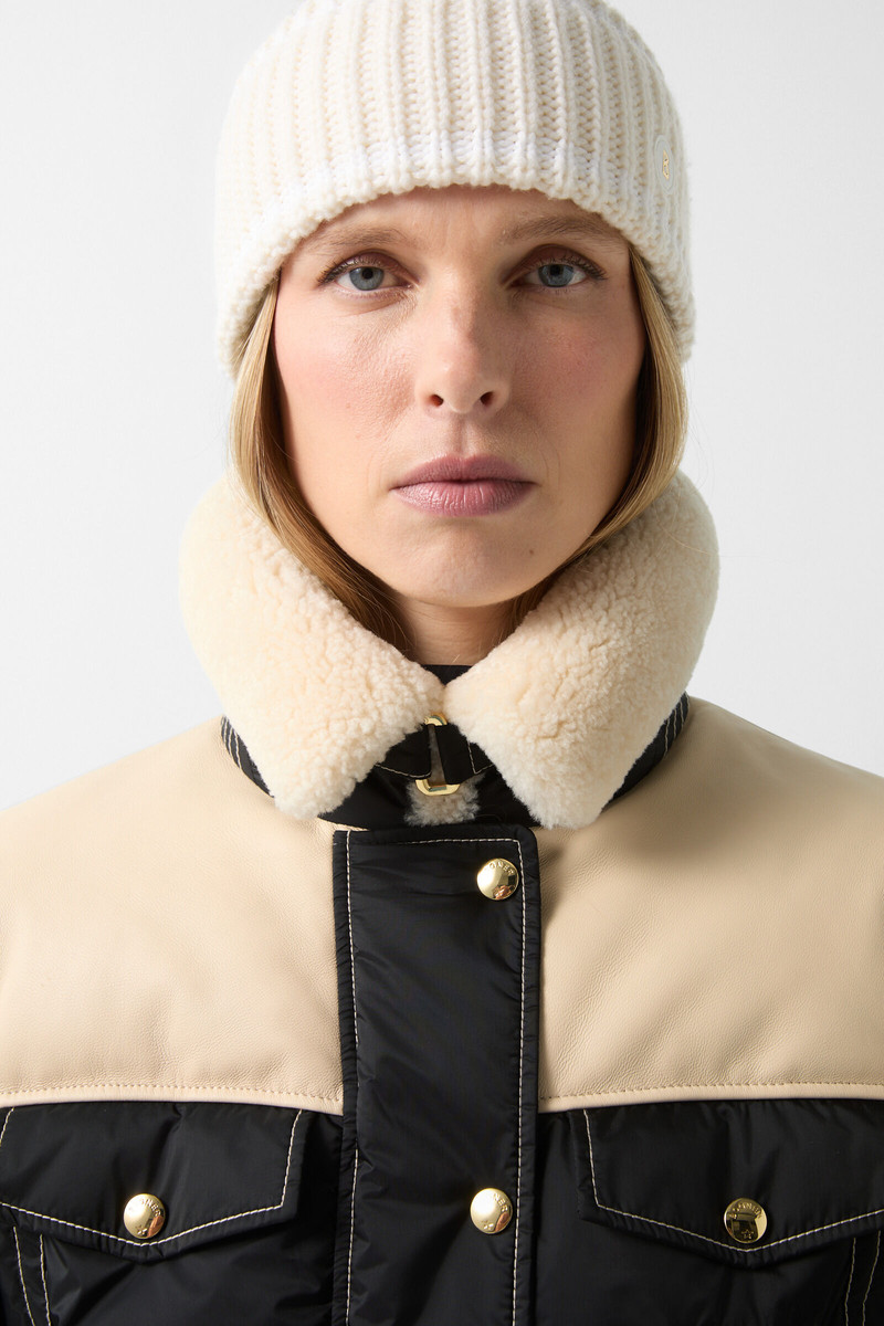 Amia down ski jacket in Black/cream 5