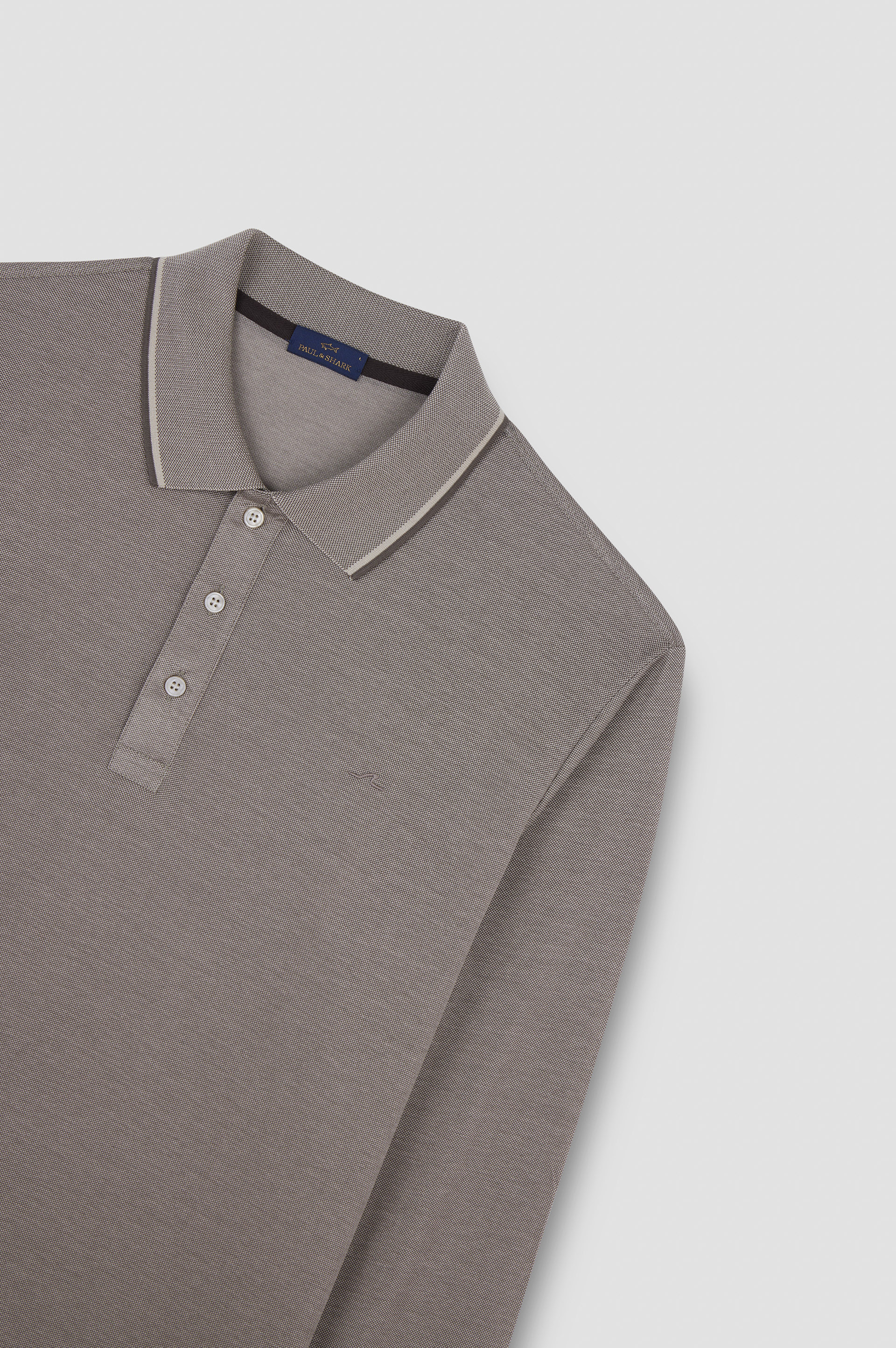 TWO-TONE PIQUÉ COTTON POLO SHIRT WITH SHARK FIN EMBROIDERY - 5