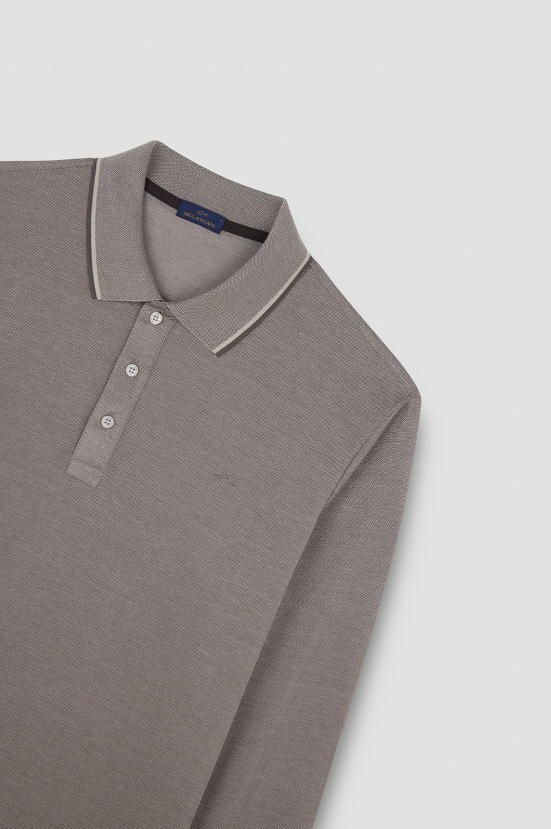 TWO-TONE PIQUÉ COTTON POLO SHIRT WITH SHARK FIN EMBROIDERY 5