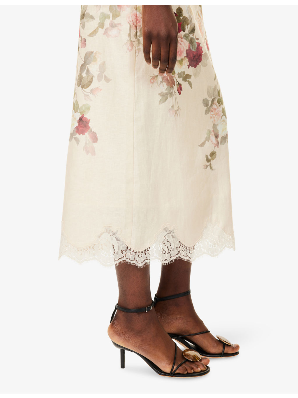 Hypnotic Floral Linen Midi Skirt - 5