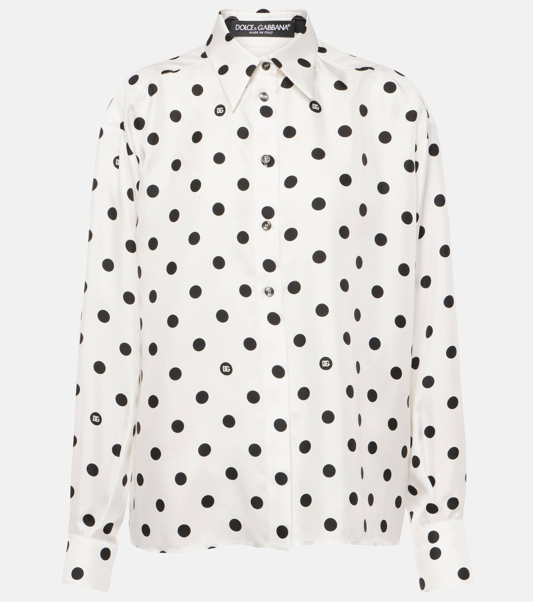 Polka-dot silk twill shirt - 1