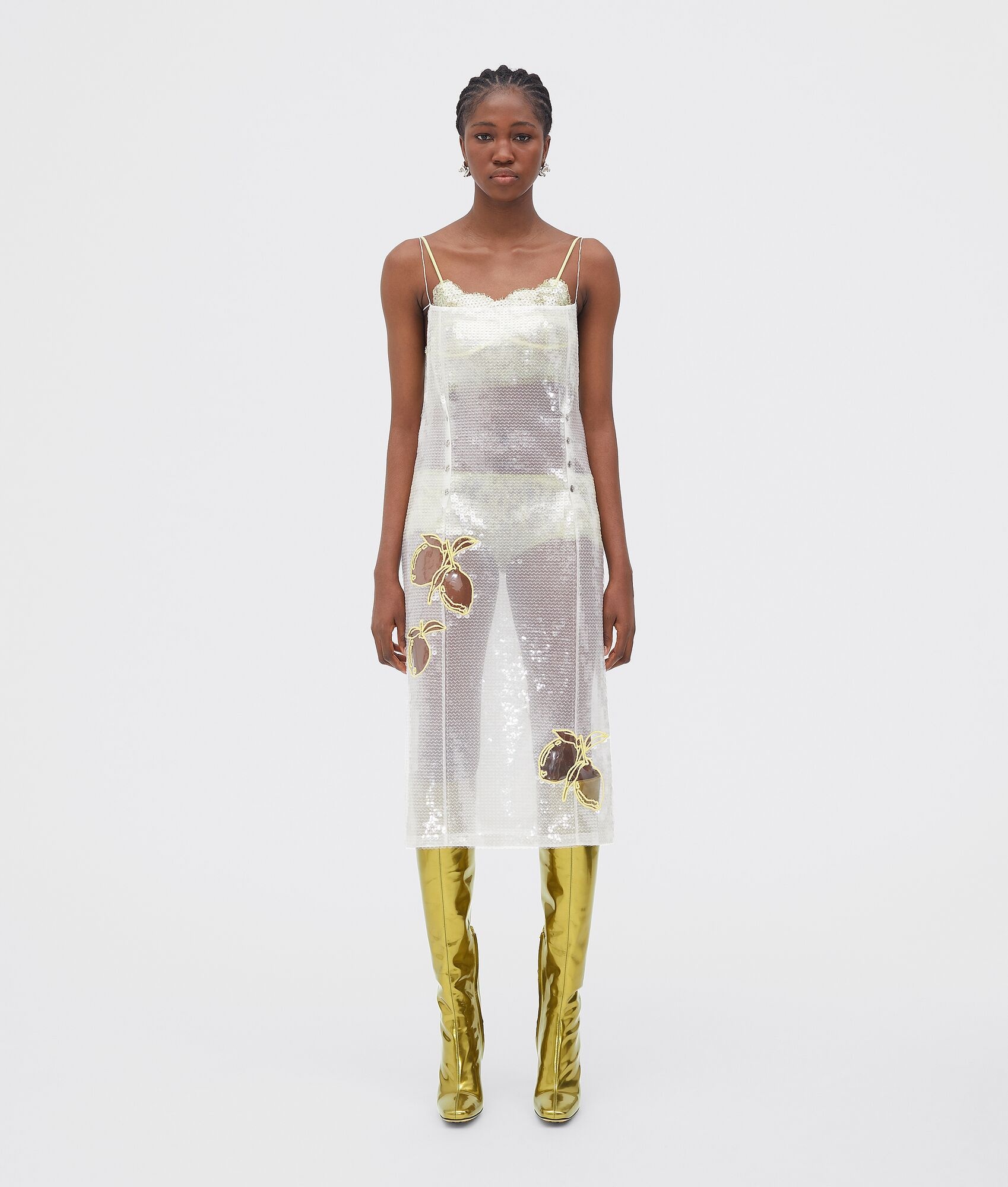 sheer jersey dress with all-over sequins - 4