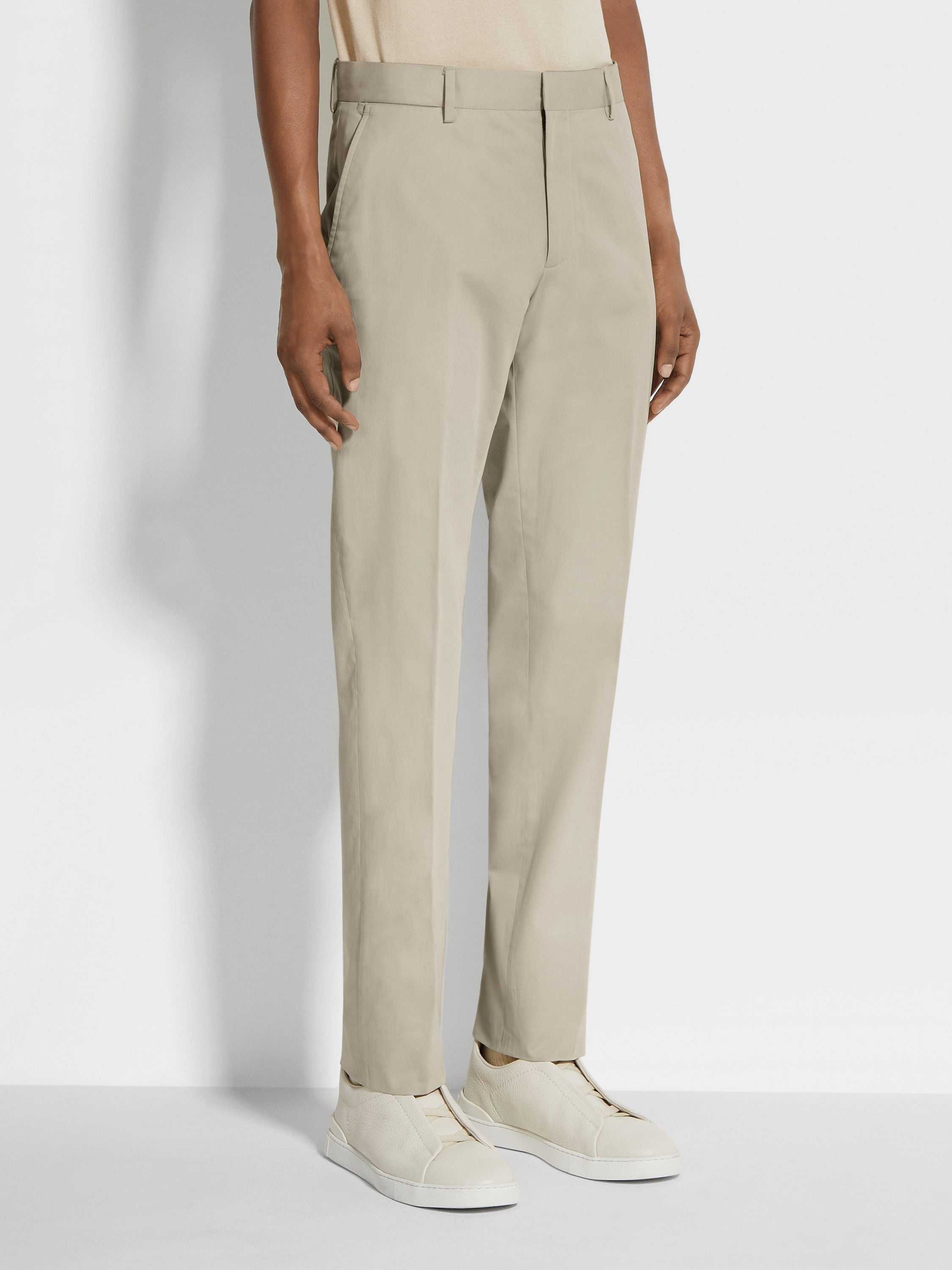 OFF WHITE STRETCH COTTON PANTS - 4