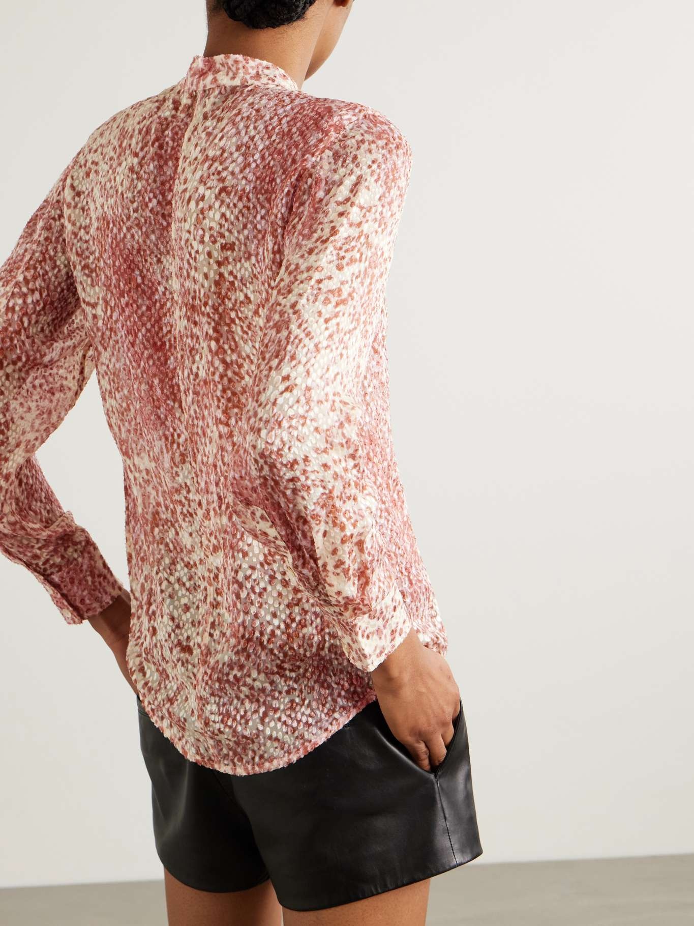 Ilda devoré silk-blend chiffon shirt Pink - 4
