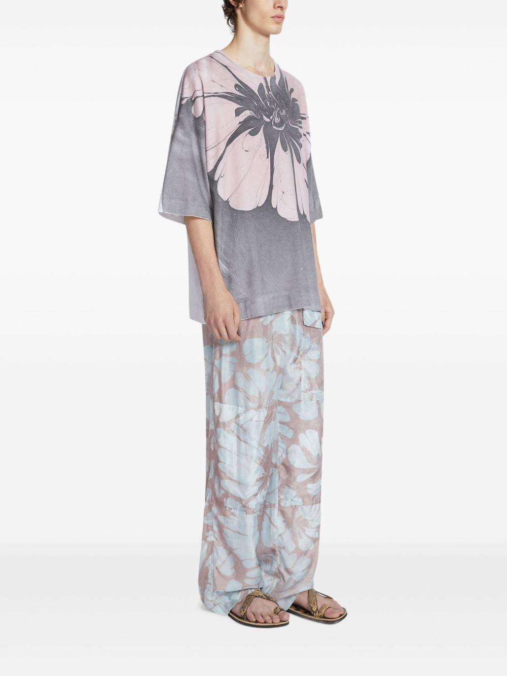 flower-print oversized t-shirt - 3