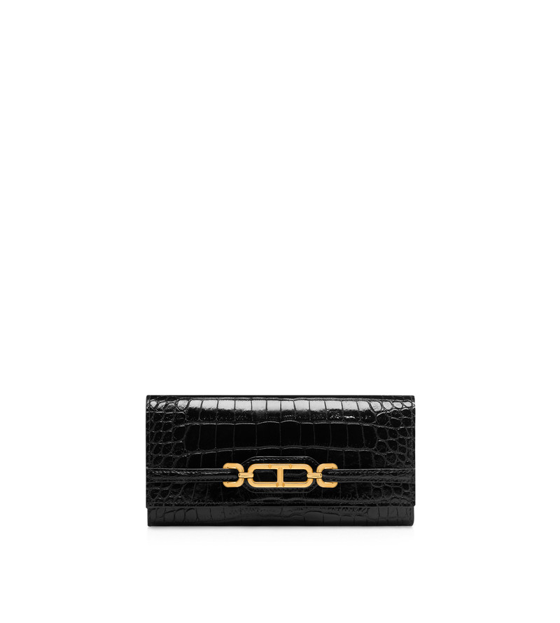 STAMPED CROCODILE LEATHER WHITNEY CONTINENTAL WALLET 1