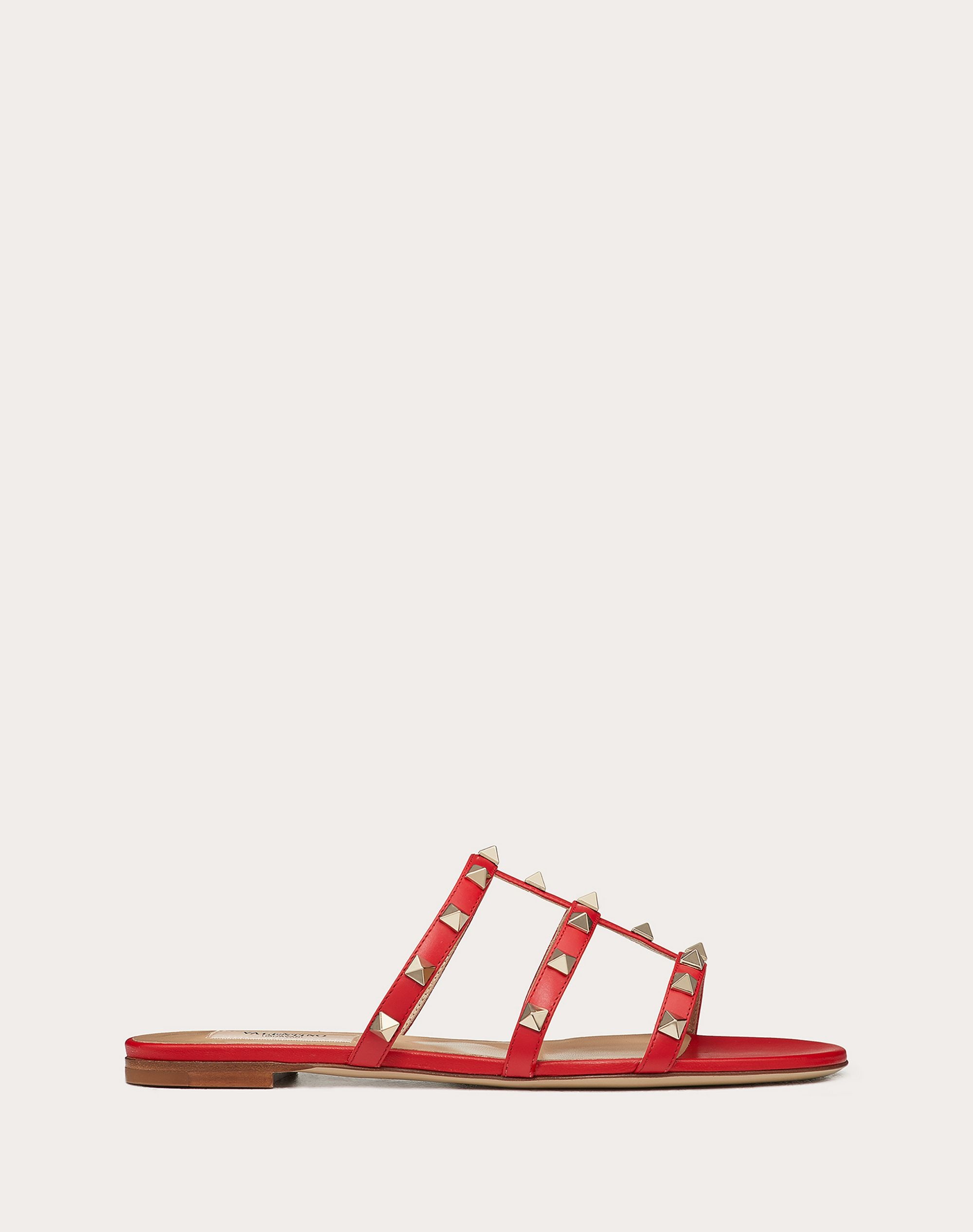 Rockstud flat calfskin slide sandal - 1