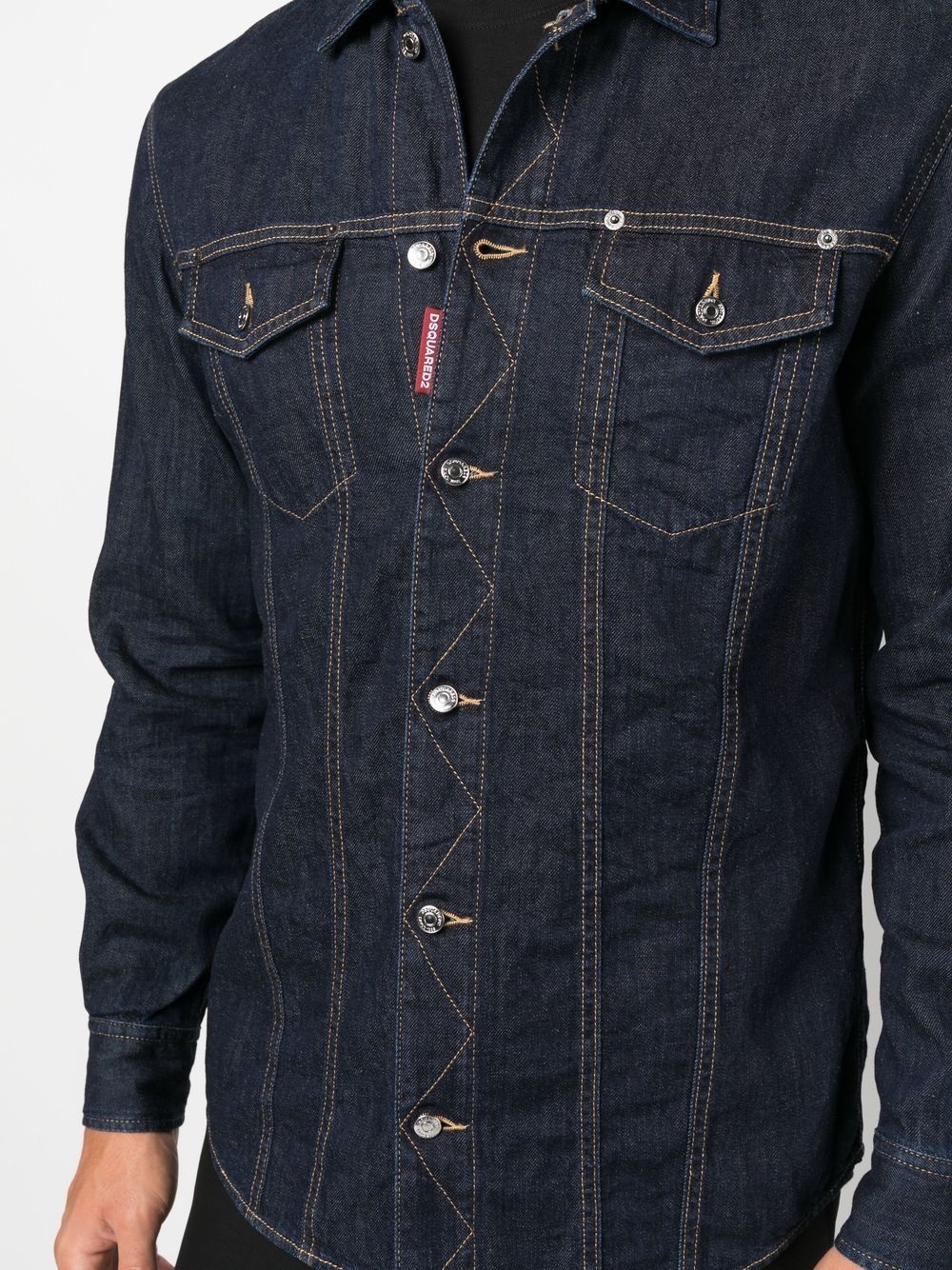 logo-patch detail denim shirt - 5