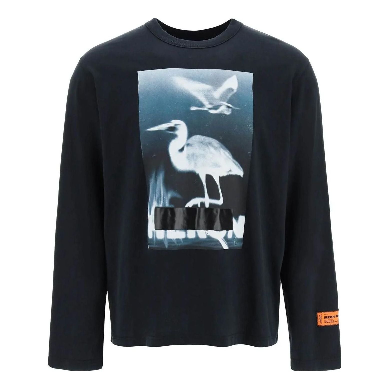 HERON PRESTON Censored Heron Long-Sleeve T-shirt 'Black White' HMAB026S23JER0011001 - 1