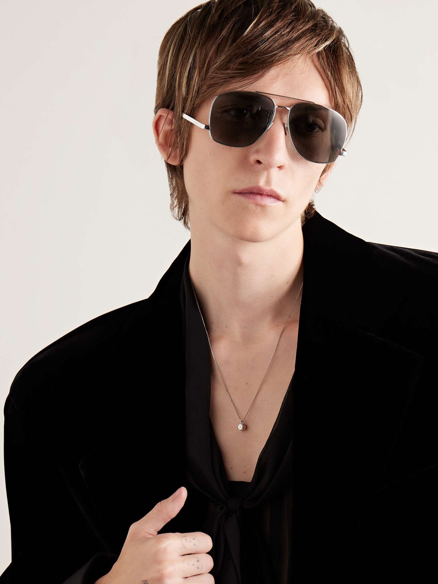 Aviator-Style Silver-Tone Sunglasses - 4