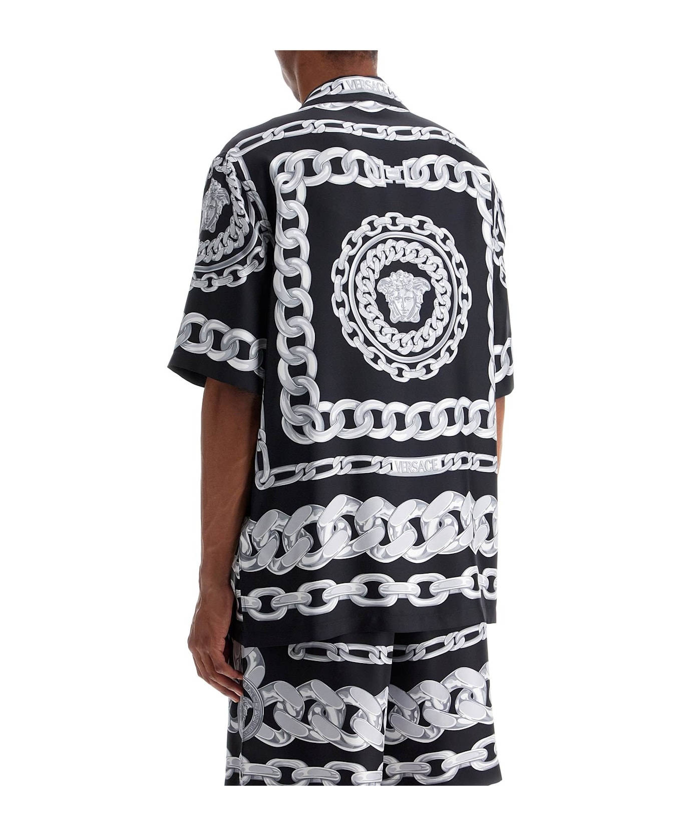 'printed Silk Medusa Chains Bowling Shirt - 3