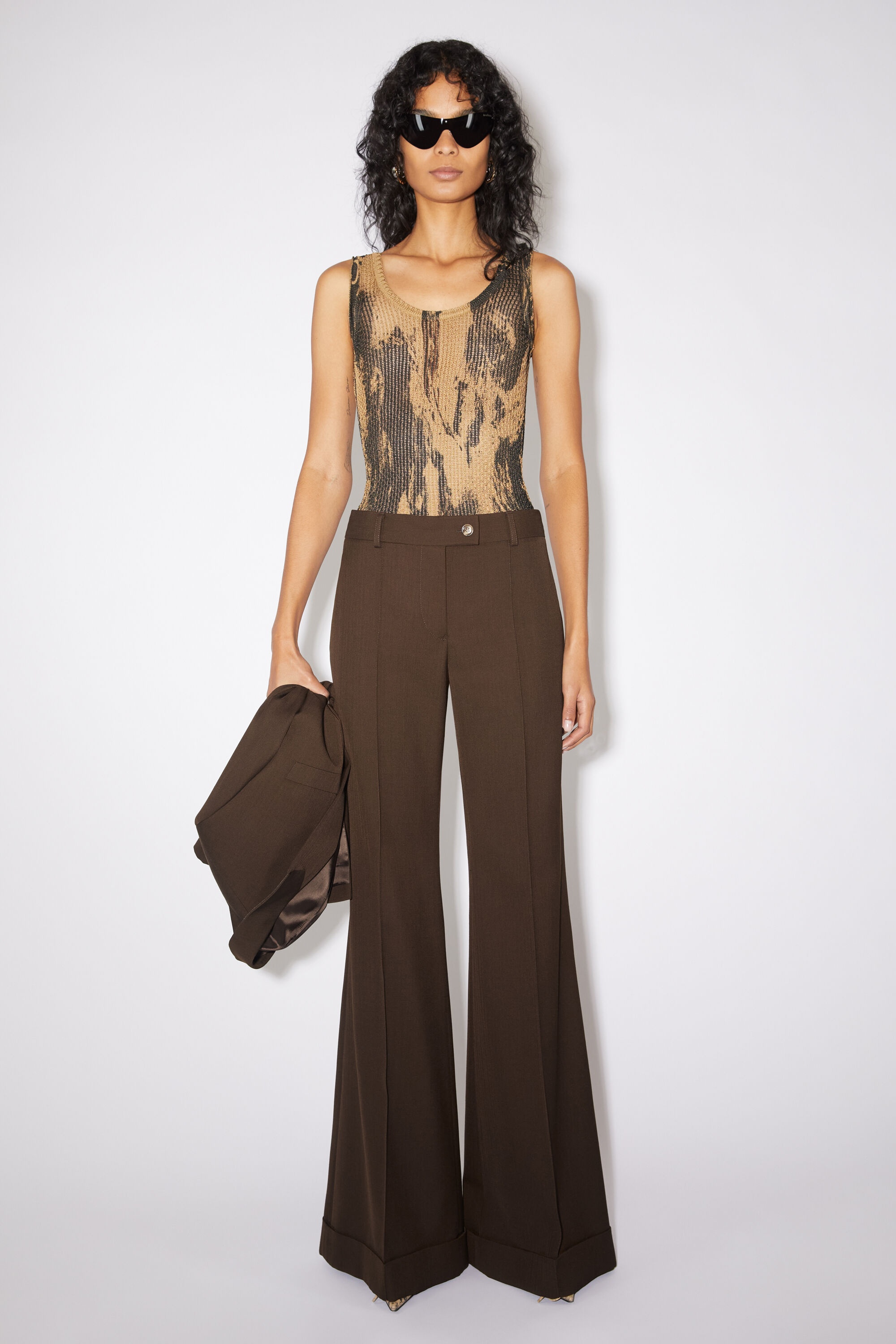 Tailored flared trousers - Chestnut brown - 2