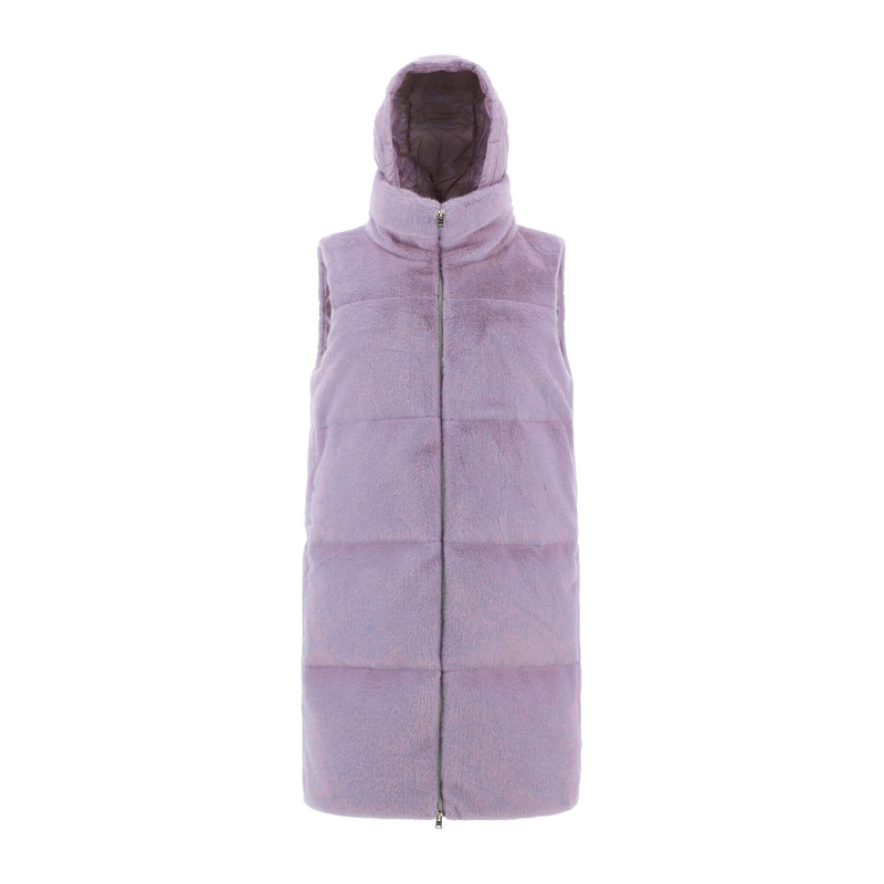 Herno Herno Faux Fur Sleeveles Coat Lilac Polyamide outlook