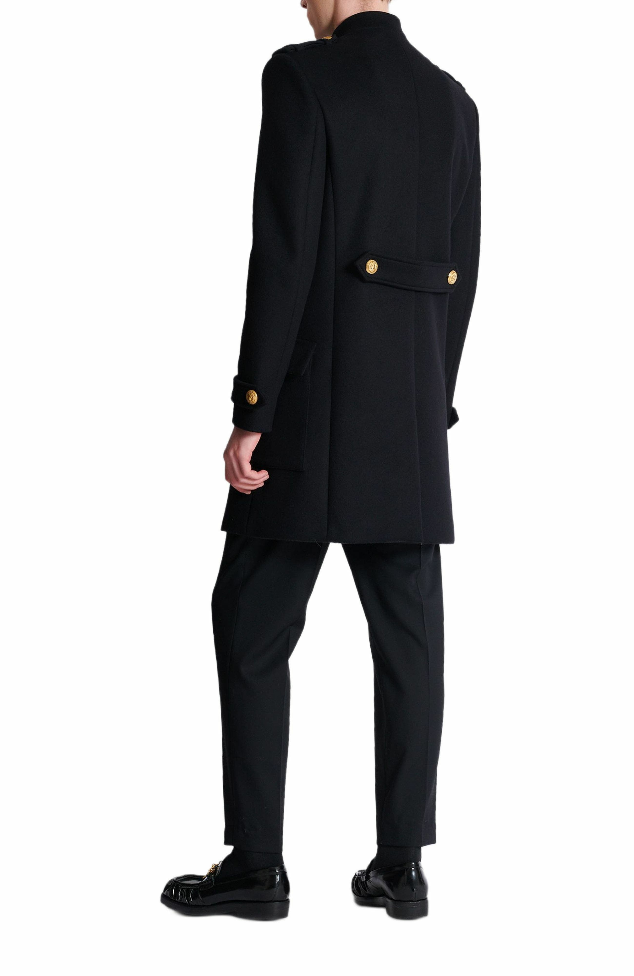 Balmain Wool and cashmere coat with detachable bib front in Black at Nordstrom - 3