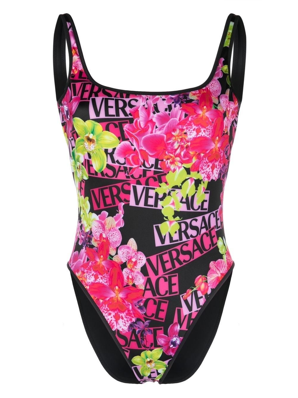 logo-print scoop swimsuit - 1