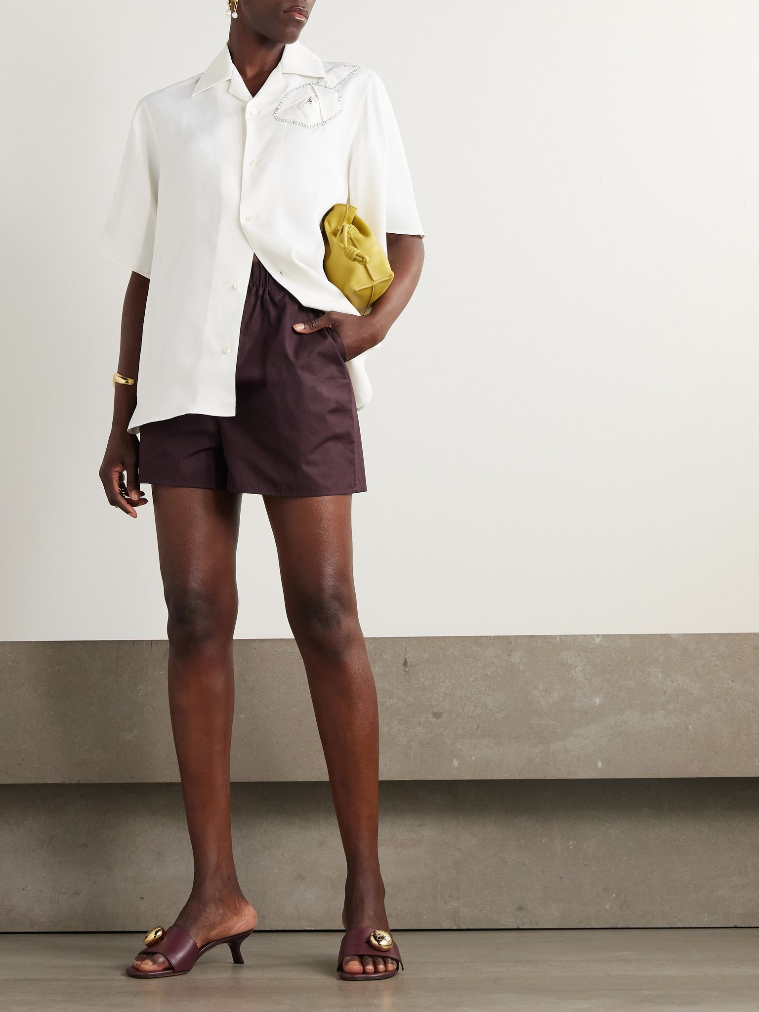 Embroidered appliquéd poplin shirt Off-white - 2