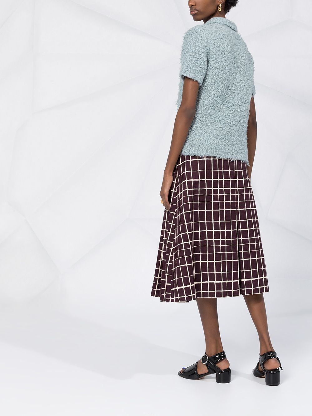 checked A-line midi skirt - 6