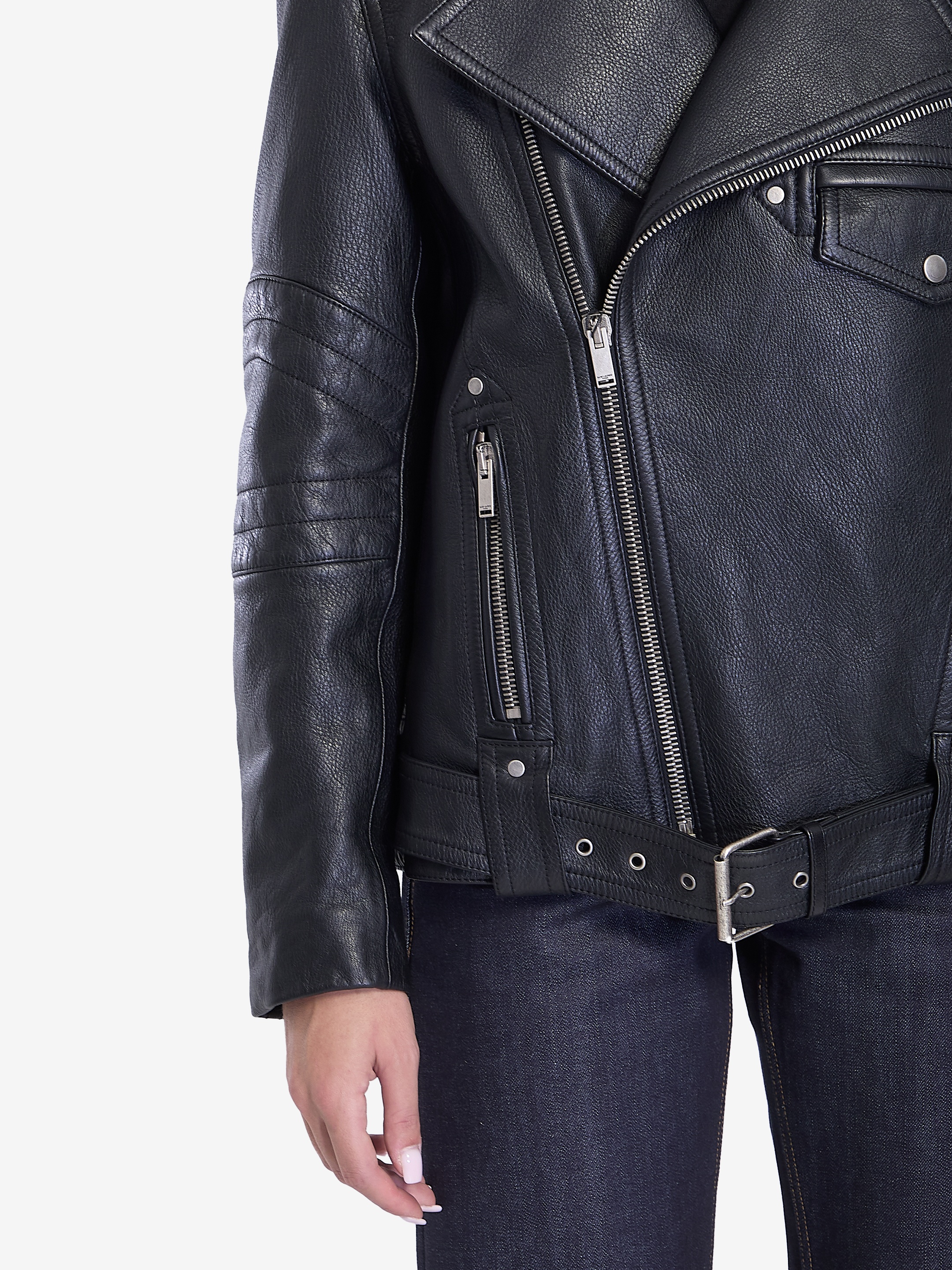 Biker jacket in vintage leather and shearling - 4