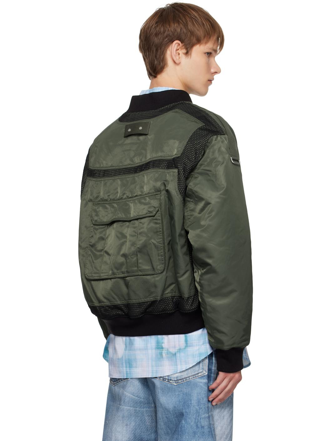 Khaki Flight Layered Washed Bomber Jacket - 3