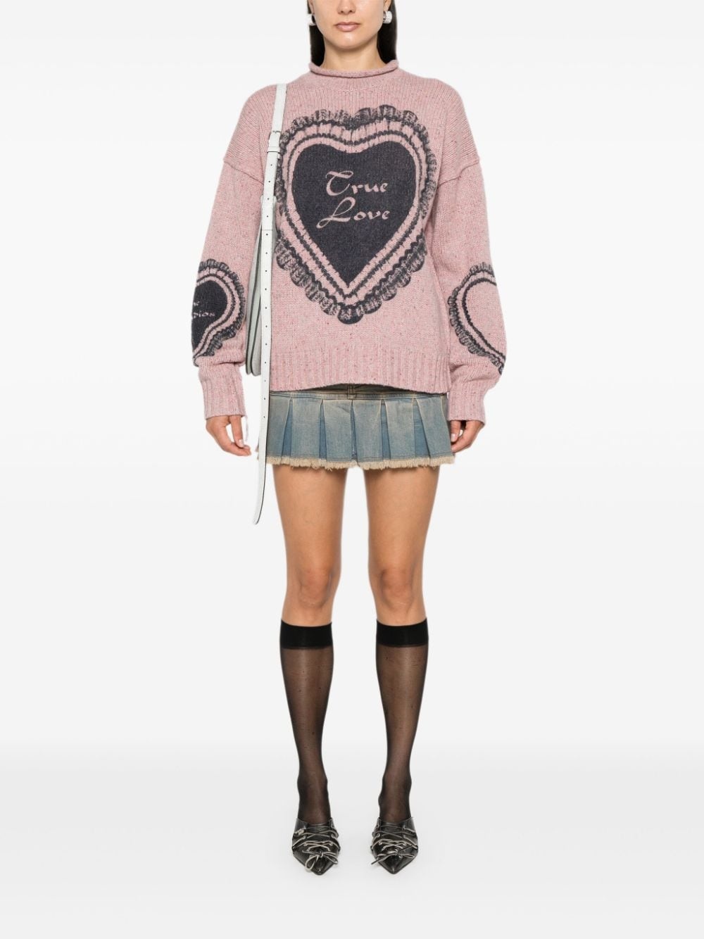 heart-print chunky-knit jumper - 2