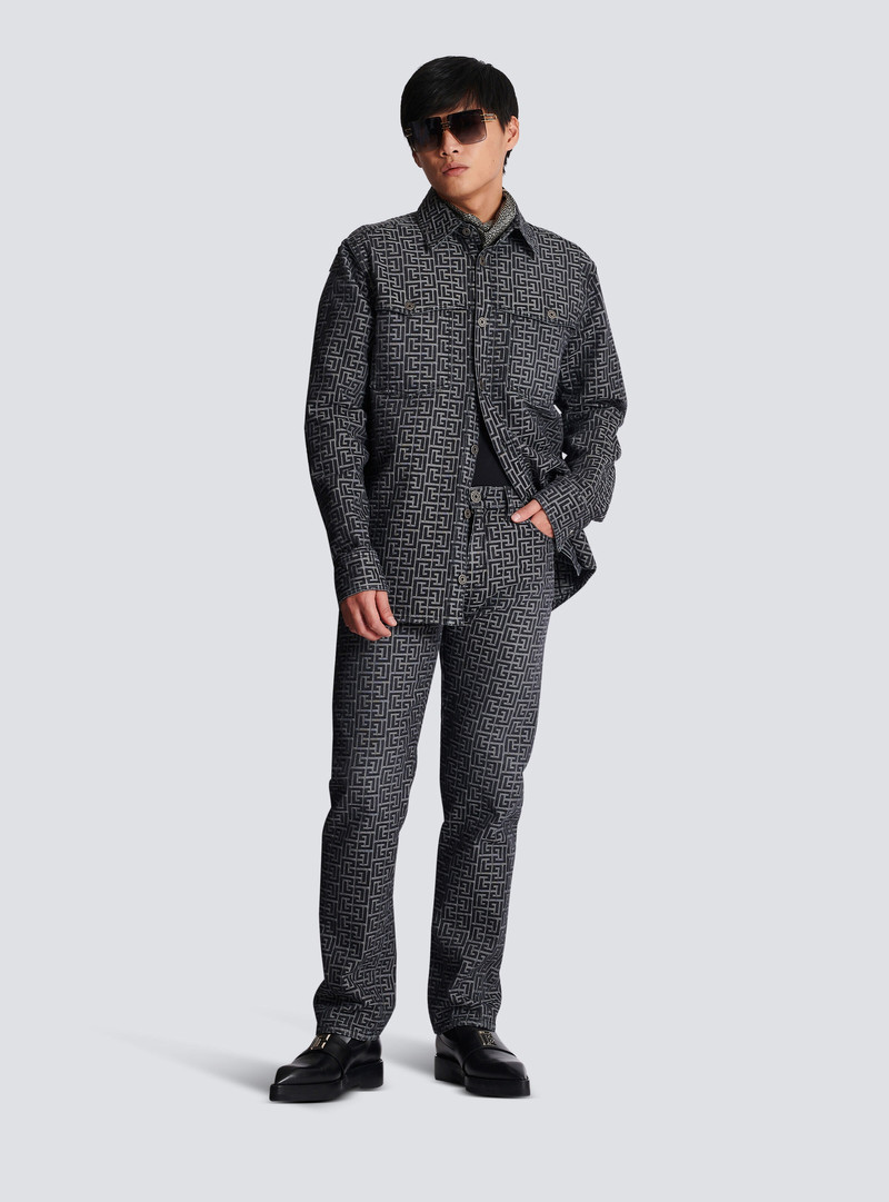 Balmain Monogrammed jacquard denim jeans outlook