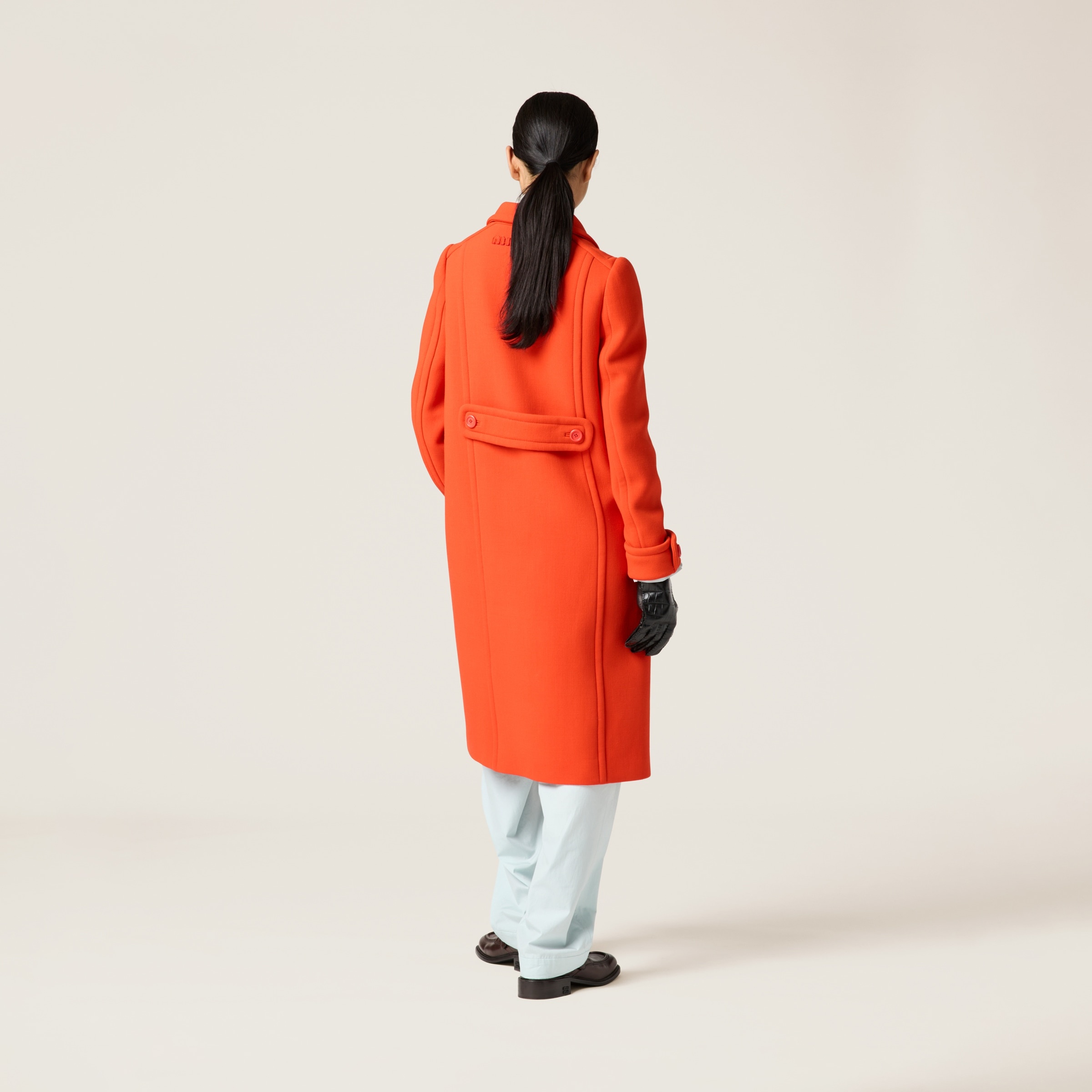 Natté toile double-breasted coat - 3