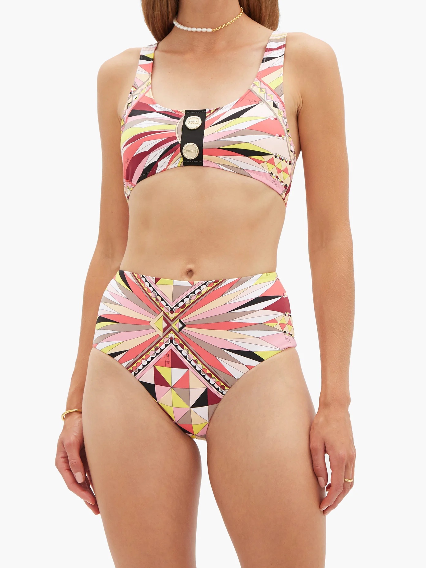 Logo-button printed bikini top - 2