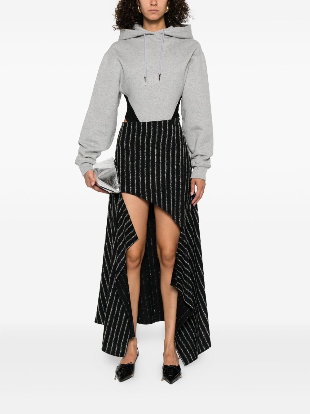 pinstripe asymmetric skirt - 2