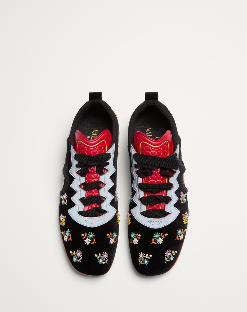 CHROMATHON VELVET SNEAKER WITH FLORAL EMBROIDERY 5