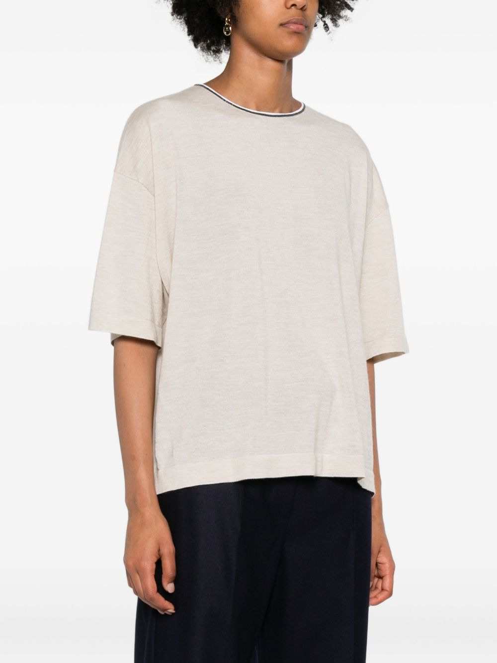 crew-neck cashmere-blend T-shirt - 3