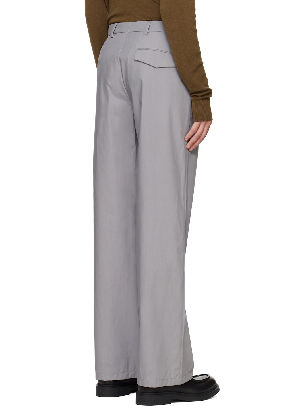 Gray Popeline Waxed Trousers - 3