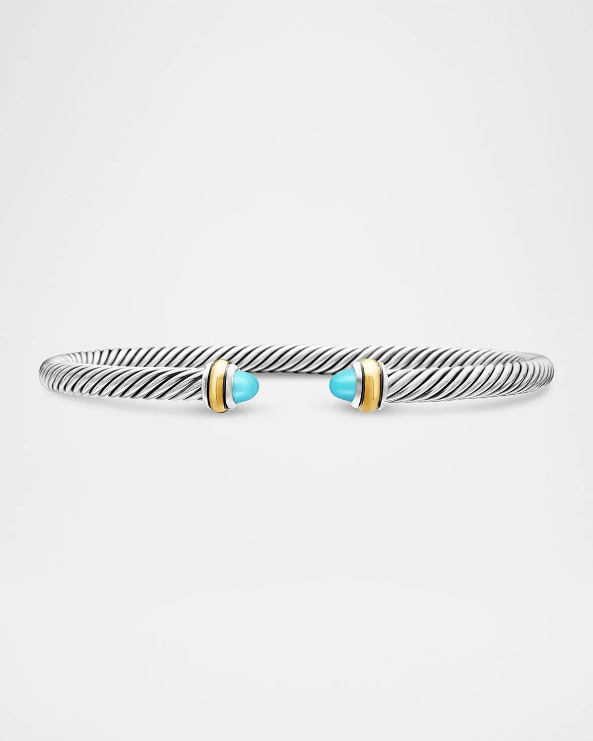 Cable Bracelet with Gemstone in Silver with 18K Gold, 4mm - 1