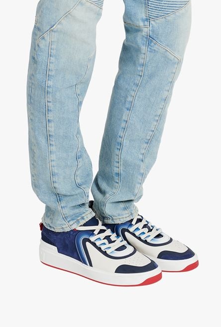 HIGH SUMMER CAPSULE - Blue and white calfskin and suede B-Skate sneakers - 8