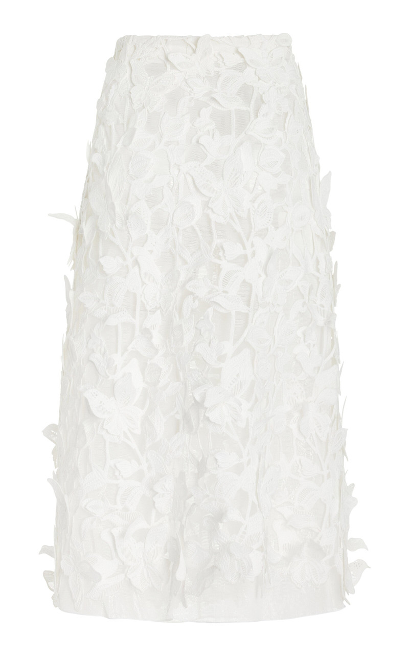 Ambrosia Floral Guipure Lace Midi Skirt white 3