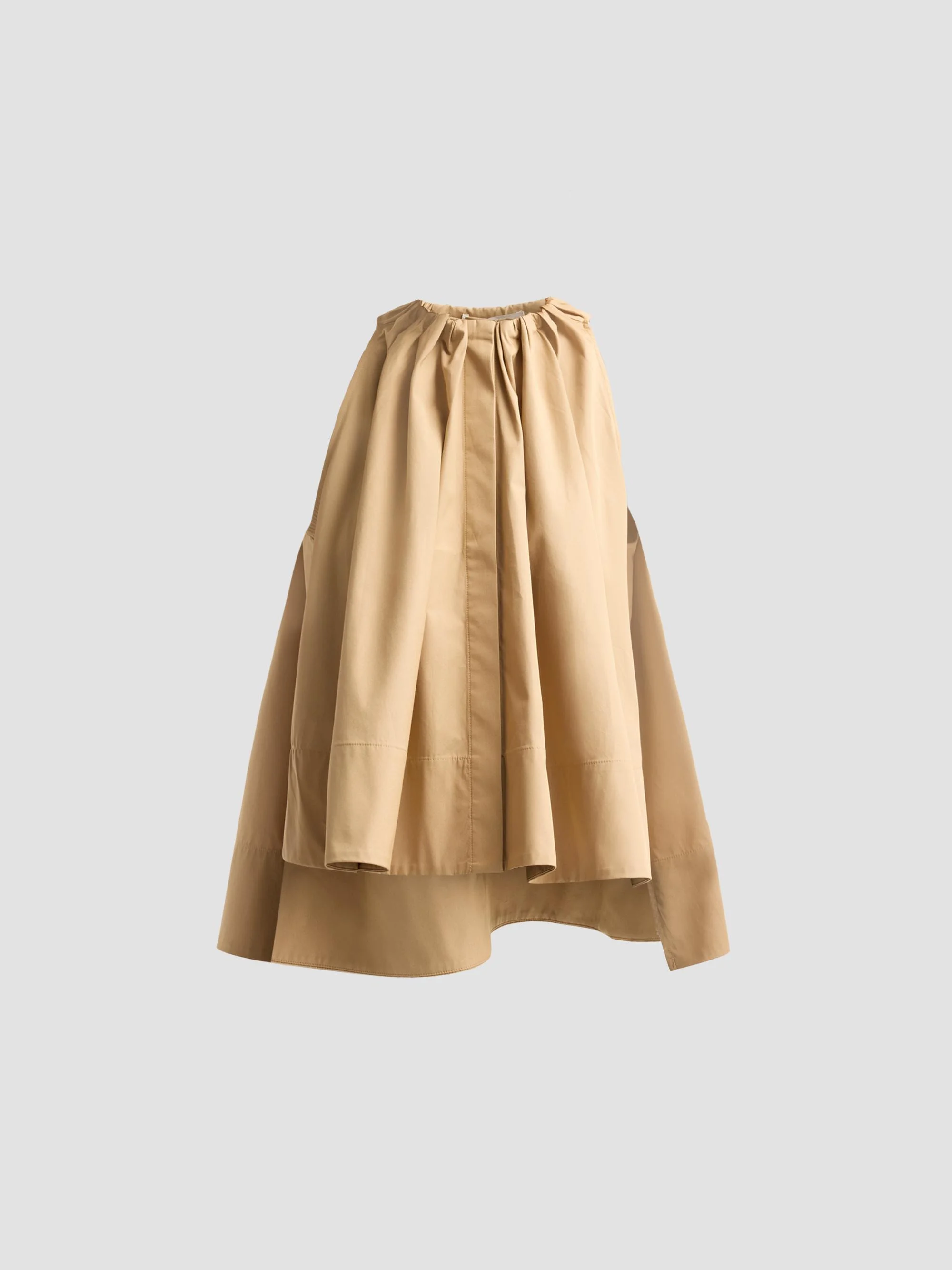Women's Gathered High-Low tton Poplin Top - Camel - 1