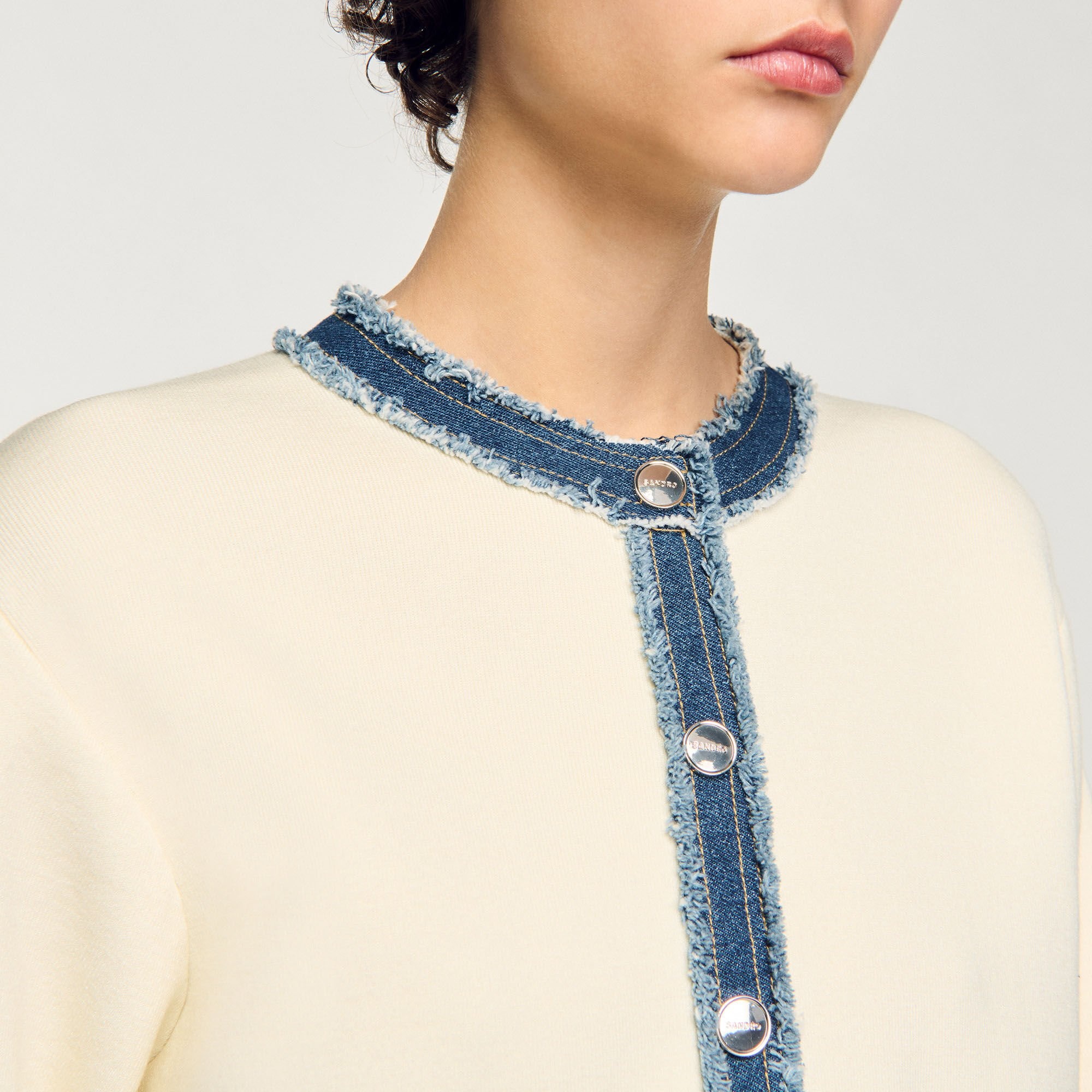 CARDIGAN WITH DENIM DETAILS - 3