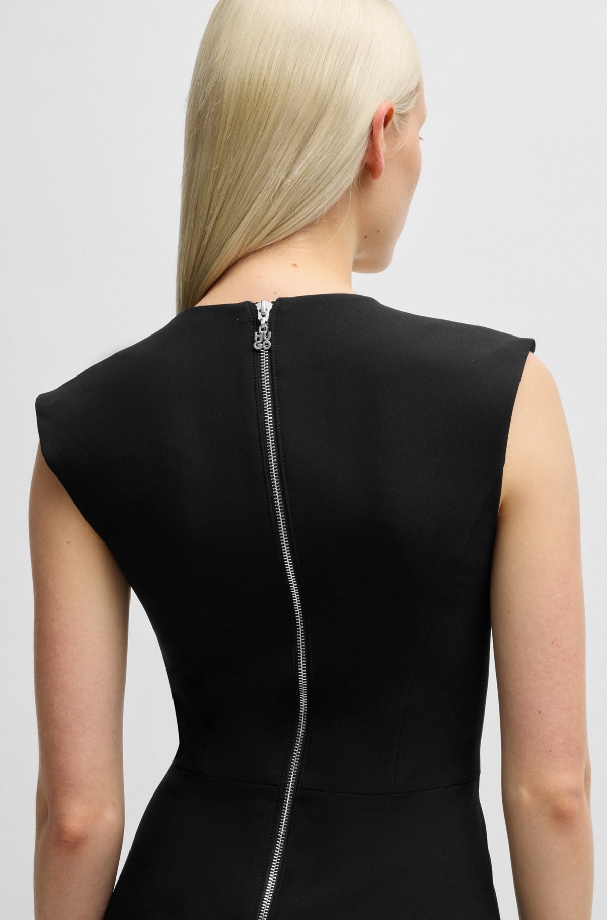 SLEEVELESS DRESS IN STRETCH FABRIC WITH SWING SKIRT - 6