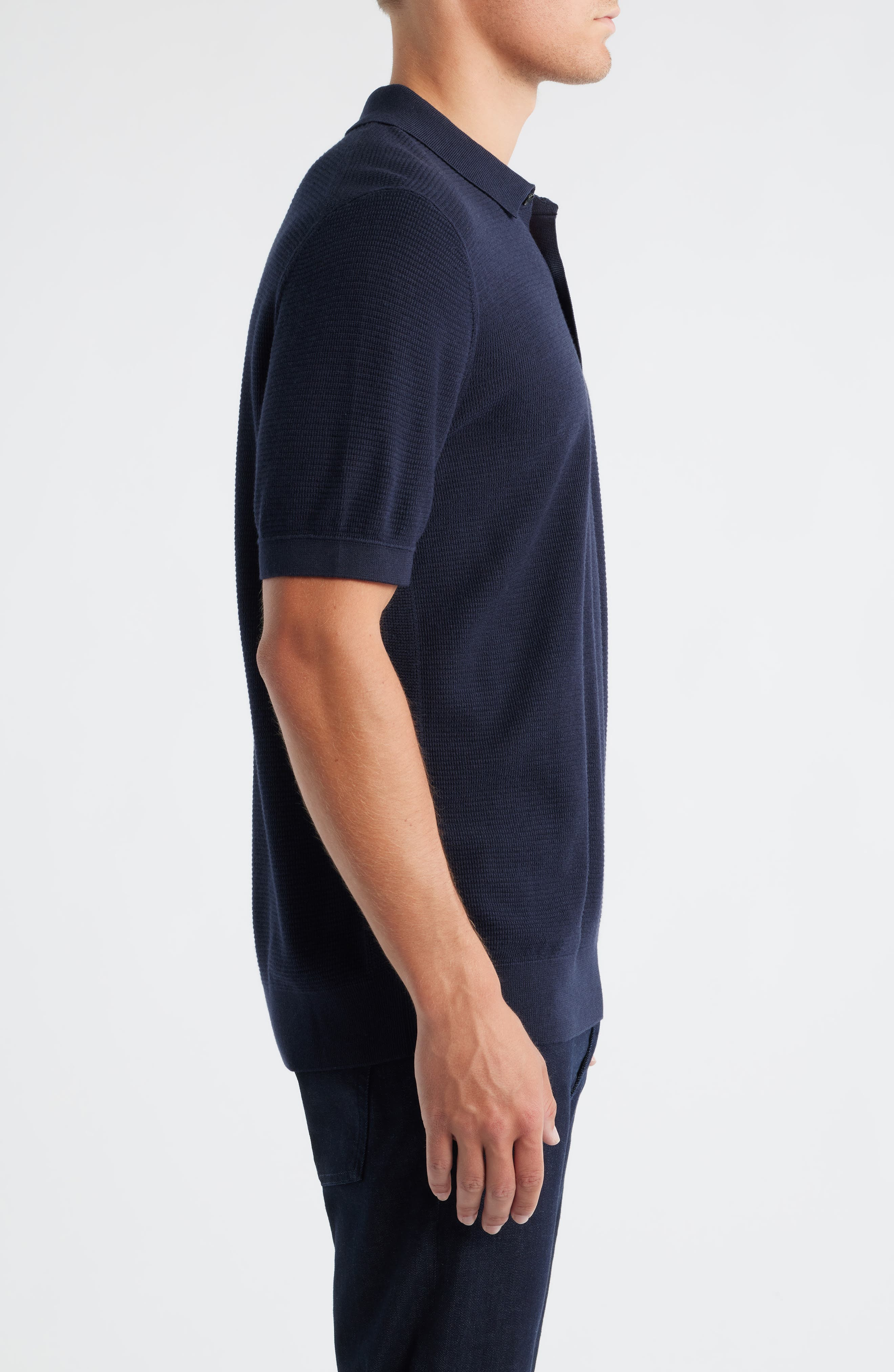 BOSS Iannotti Cotton Blend Polo in Dark Blue at Nordstrom - 3