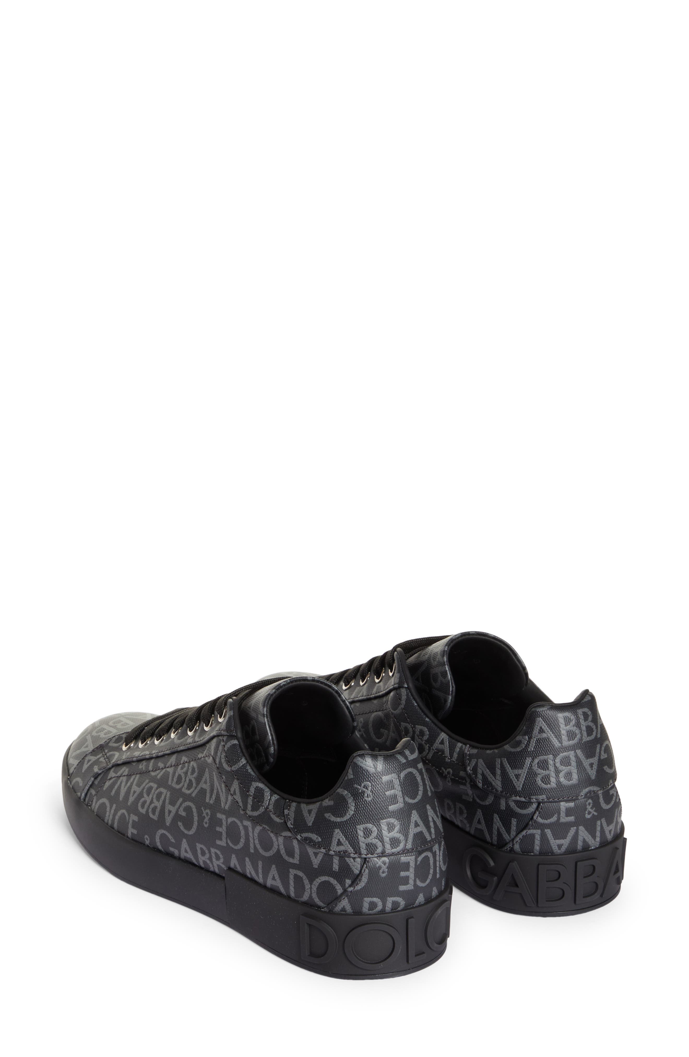 Dolce&Gabbana Portofino Logo Jacquard Sneaker in Black/Grey at Nordstrom - 2