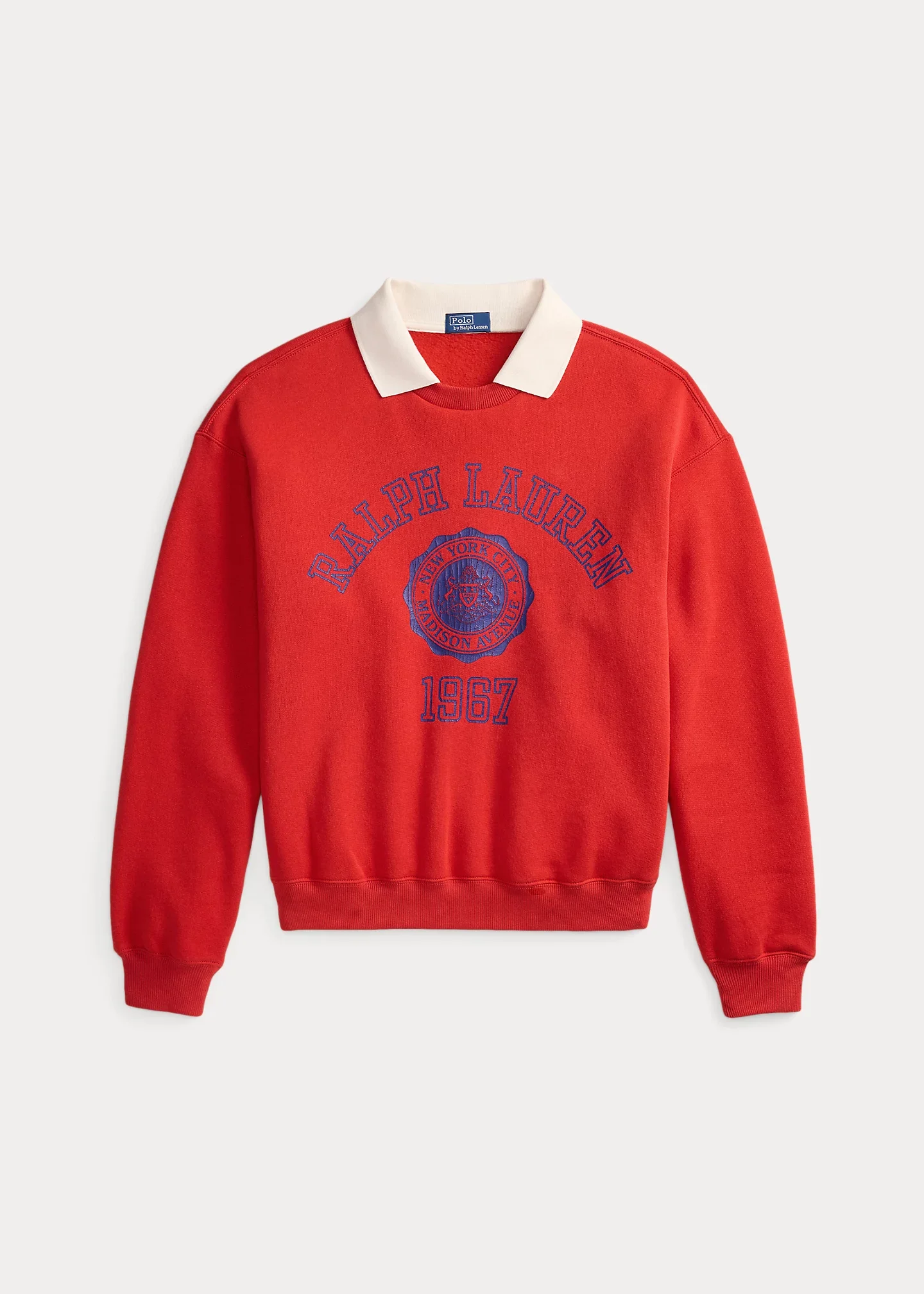 Crest Polo-Collar Fleece Crewneck - 1