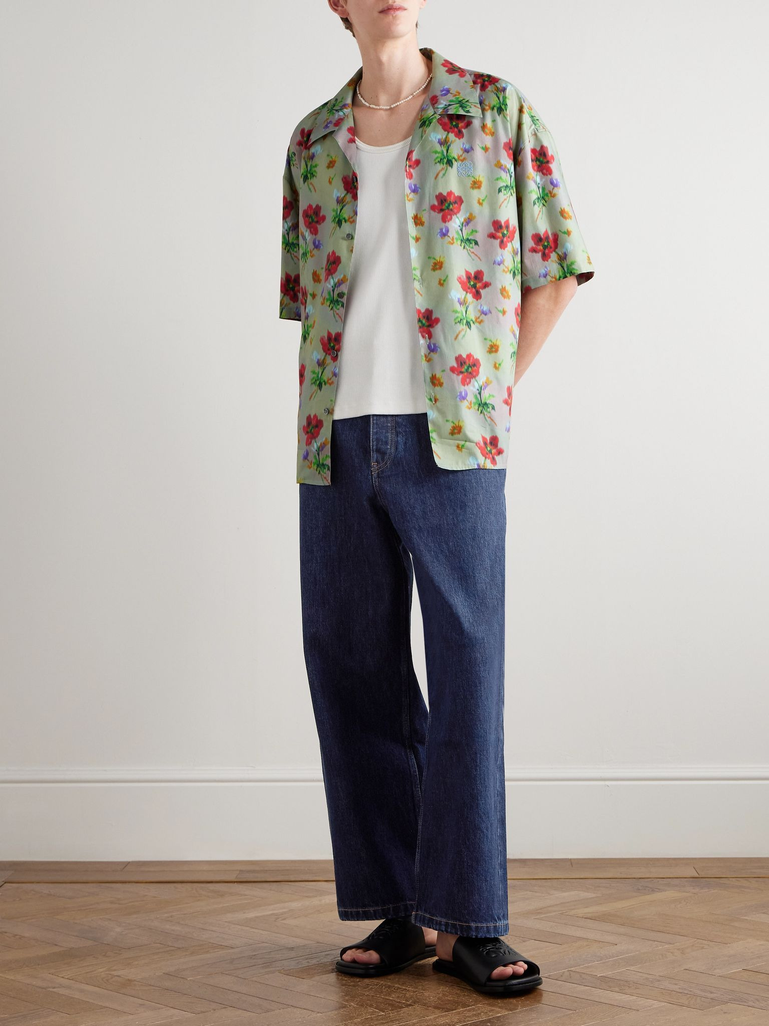 Wide-Leg Logo-Appliquéd Jeans Blue - 2