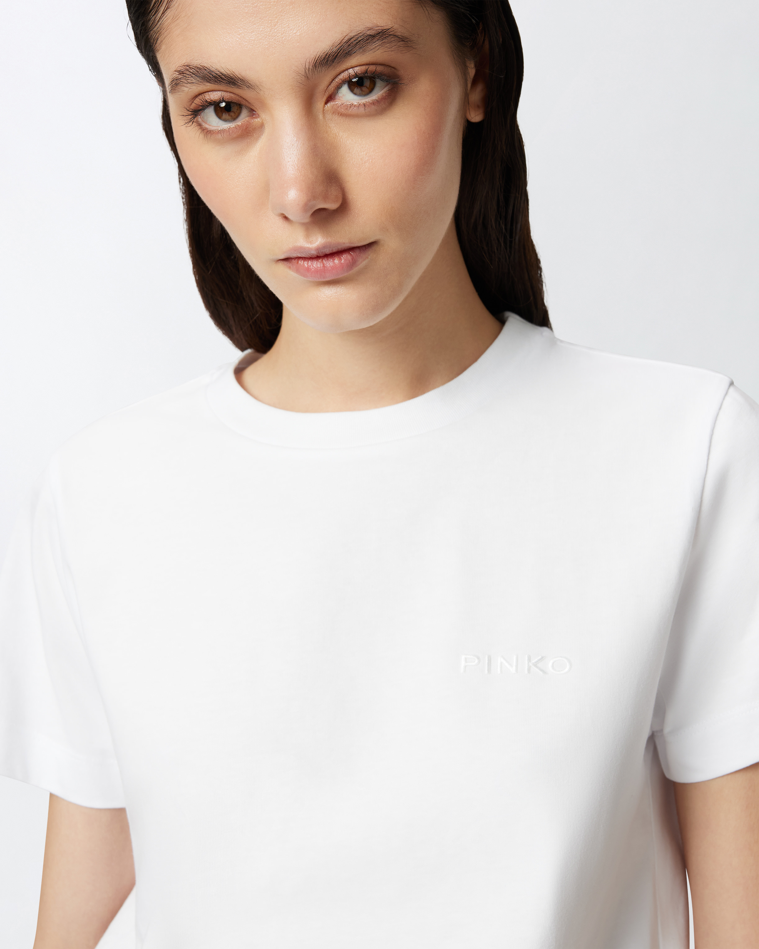 HALF-SLEEVED T-SHIRT WITH PINKO LOGO EMBROIDERY - 5