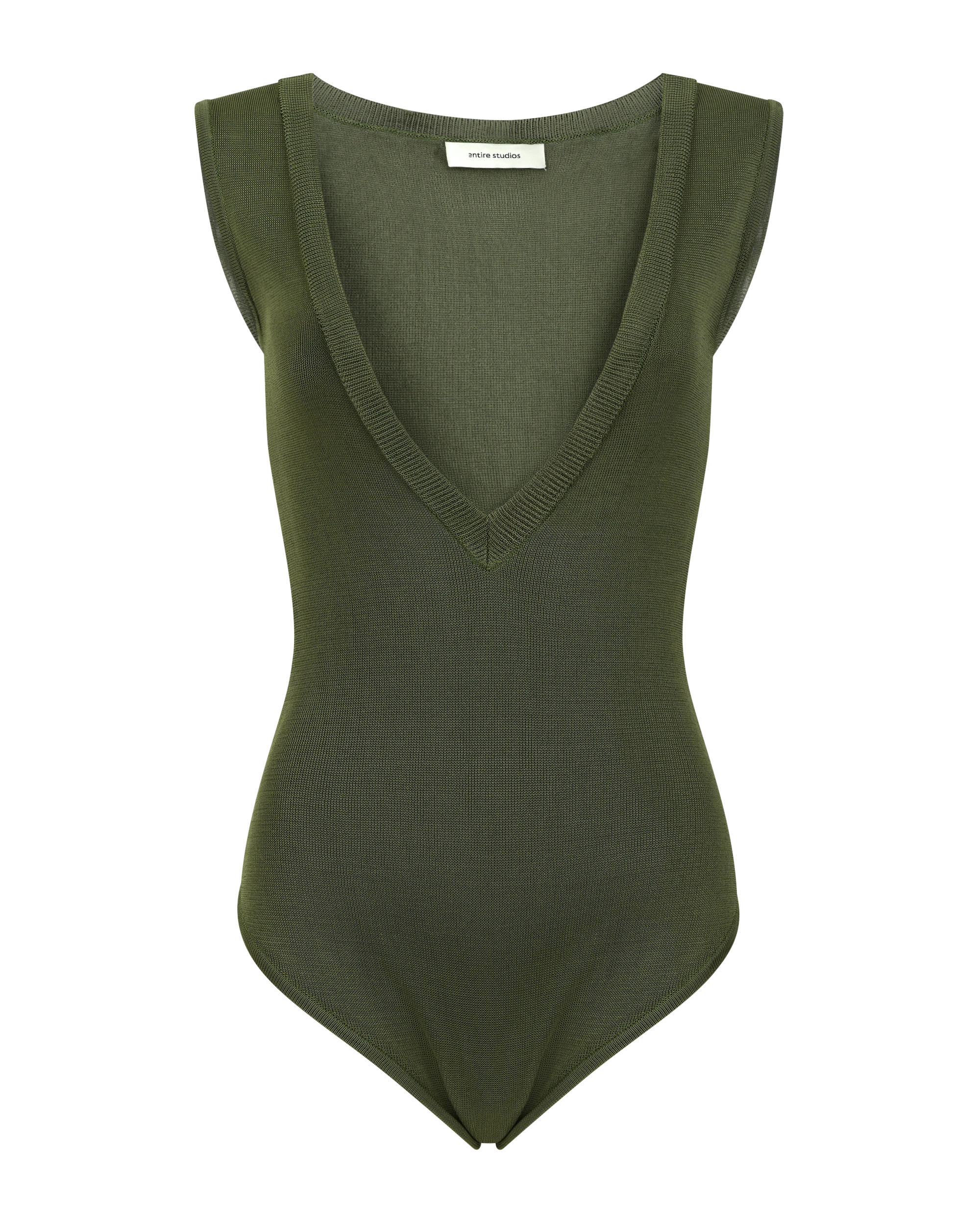 DEEP V NECK BODYSUIT MOSS - 4