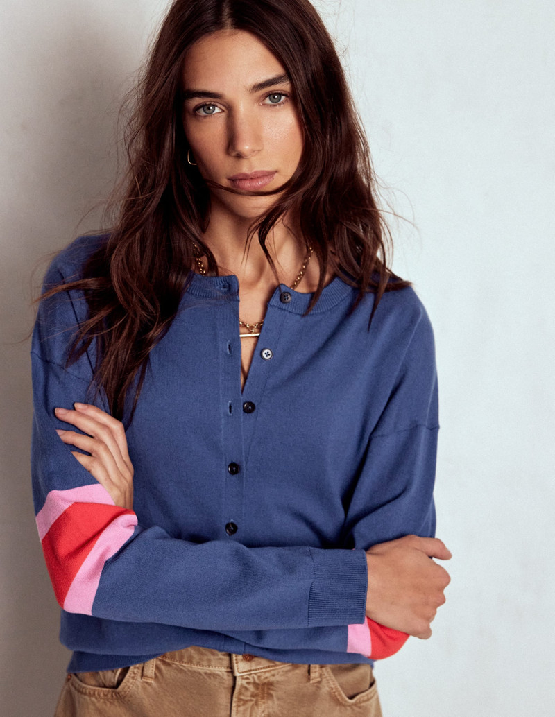 Lara Relaxed Cotton Cardigan-Denim Blue 1