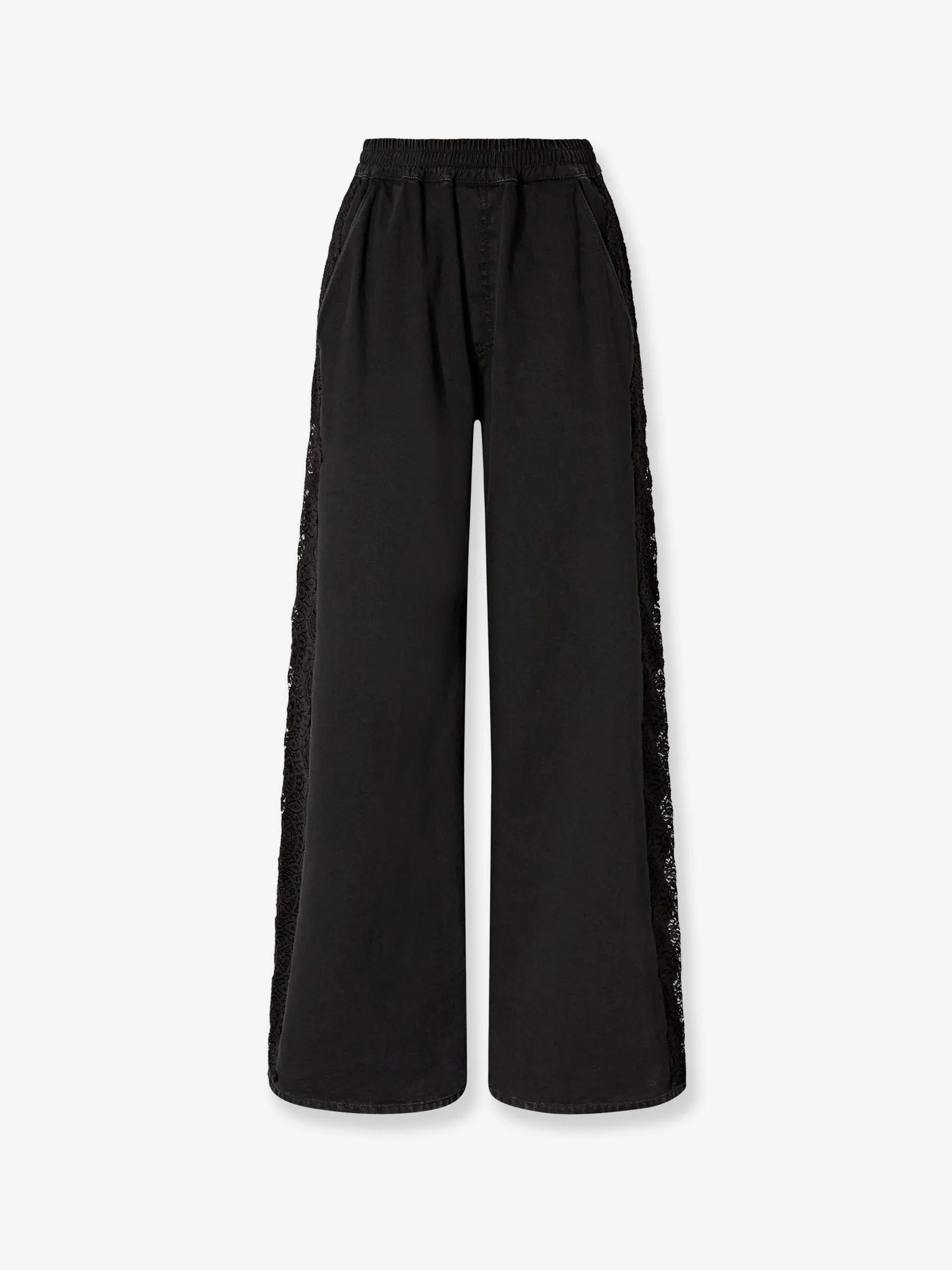 Pinko Denim Trousers With Lace Detail On The Side - 1