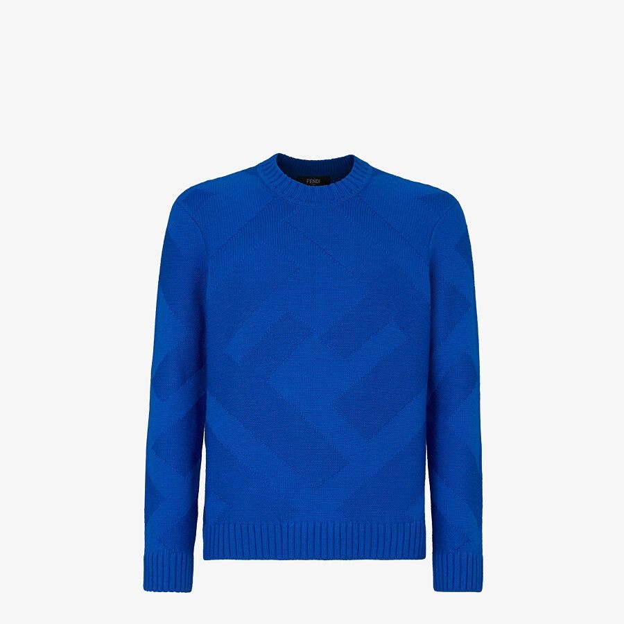 Blue wool pullover - 1