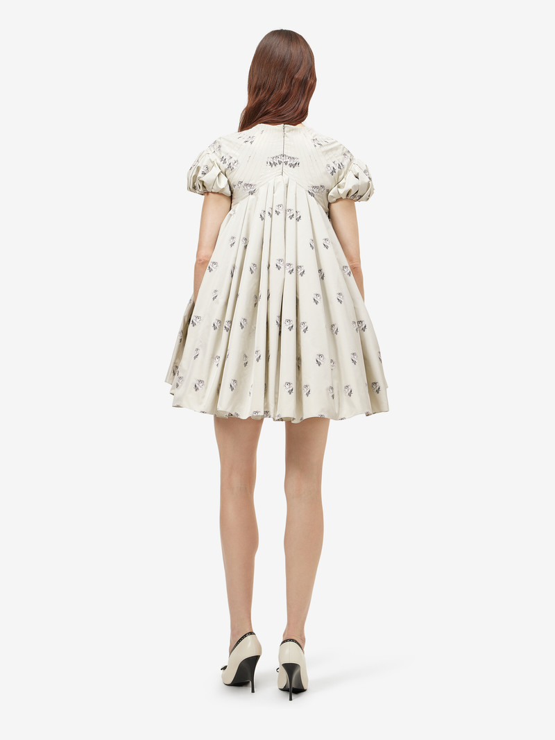Women's Taffeta Rose Jacquard Mini Dress in Light Green 4