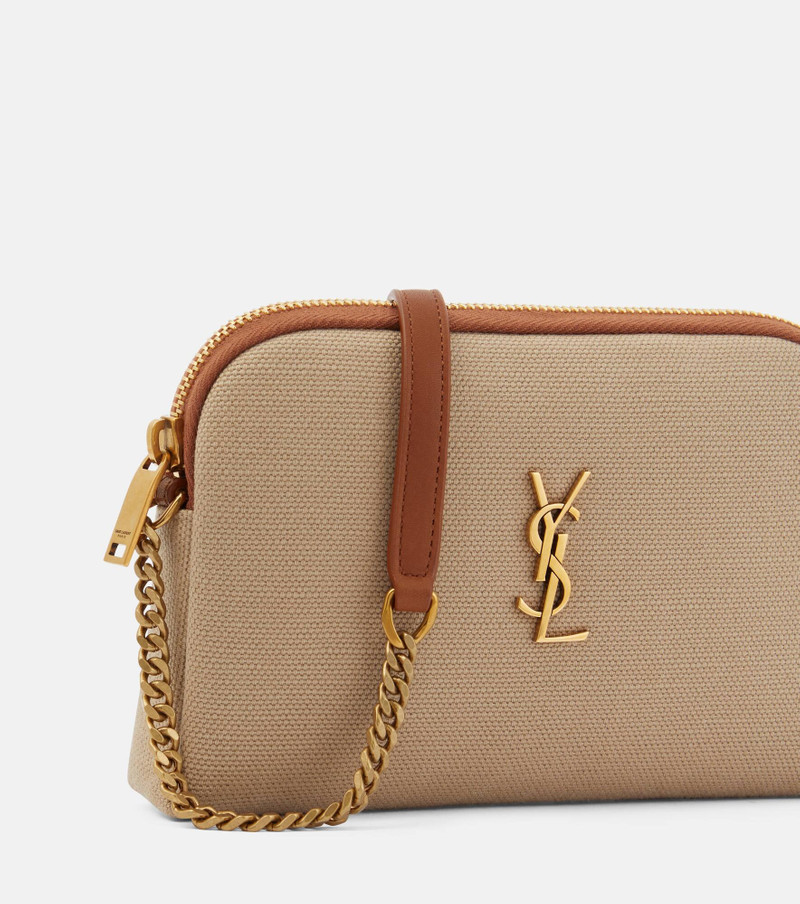 SAINT LAURENT Gaby leather-trimmed canvas crossbody bag outlook