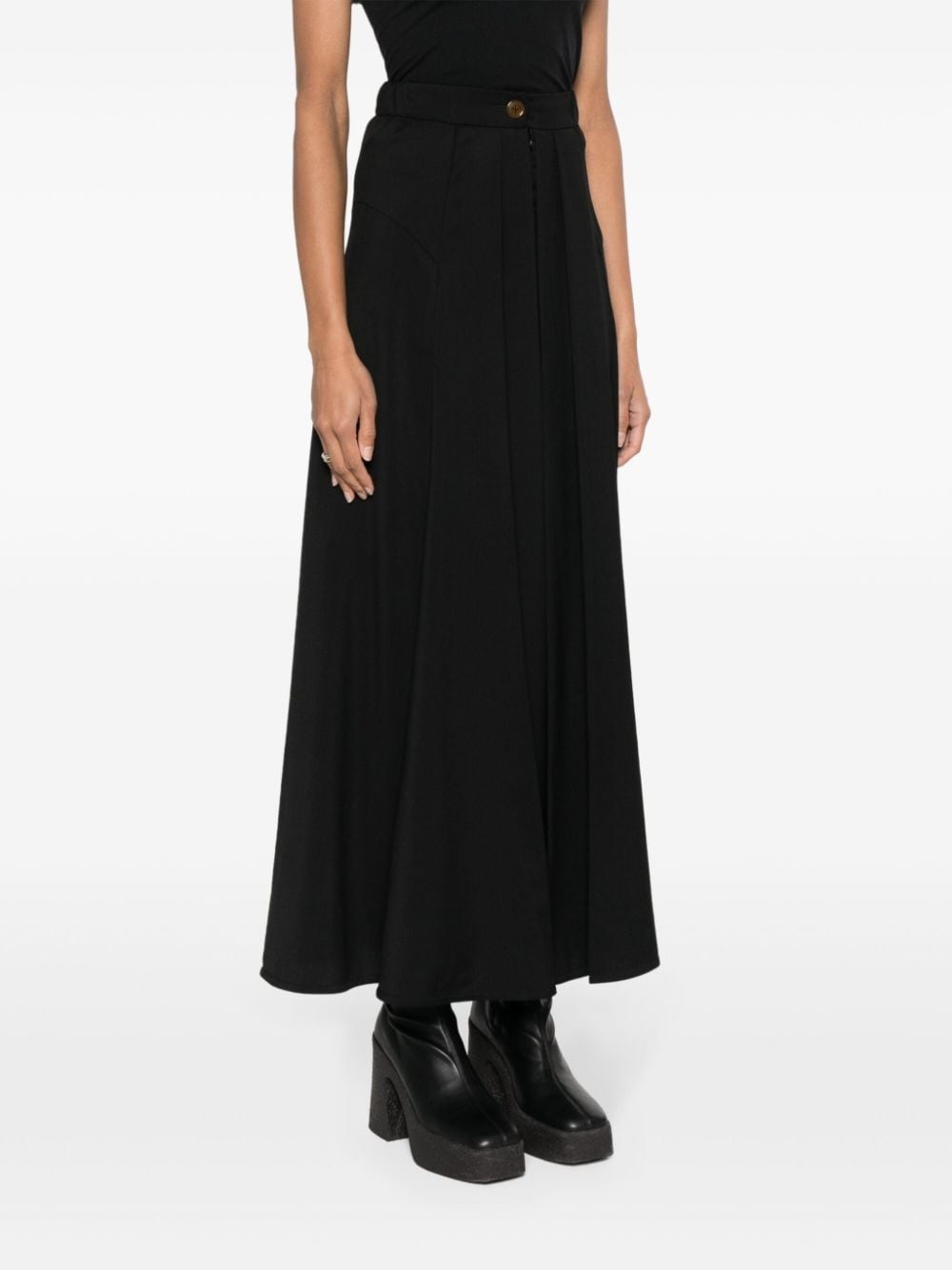 box-pleat wool maxi skirt - 3
