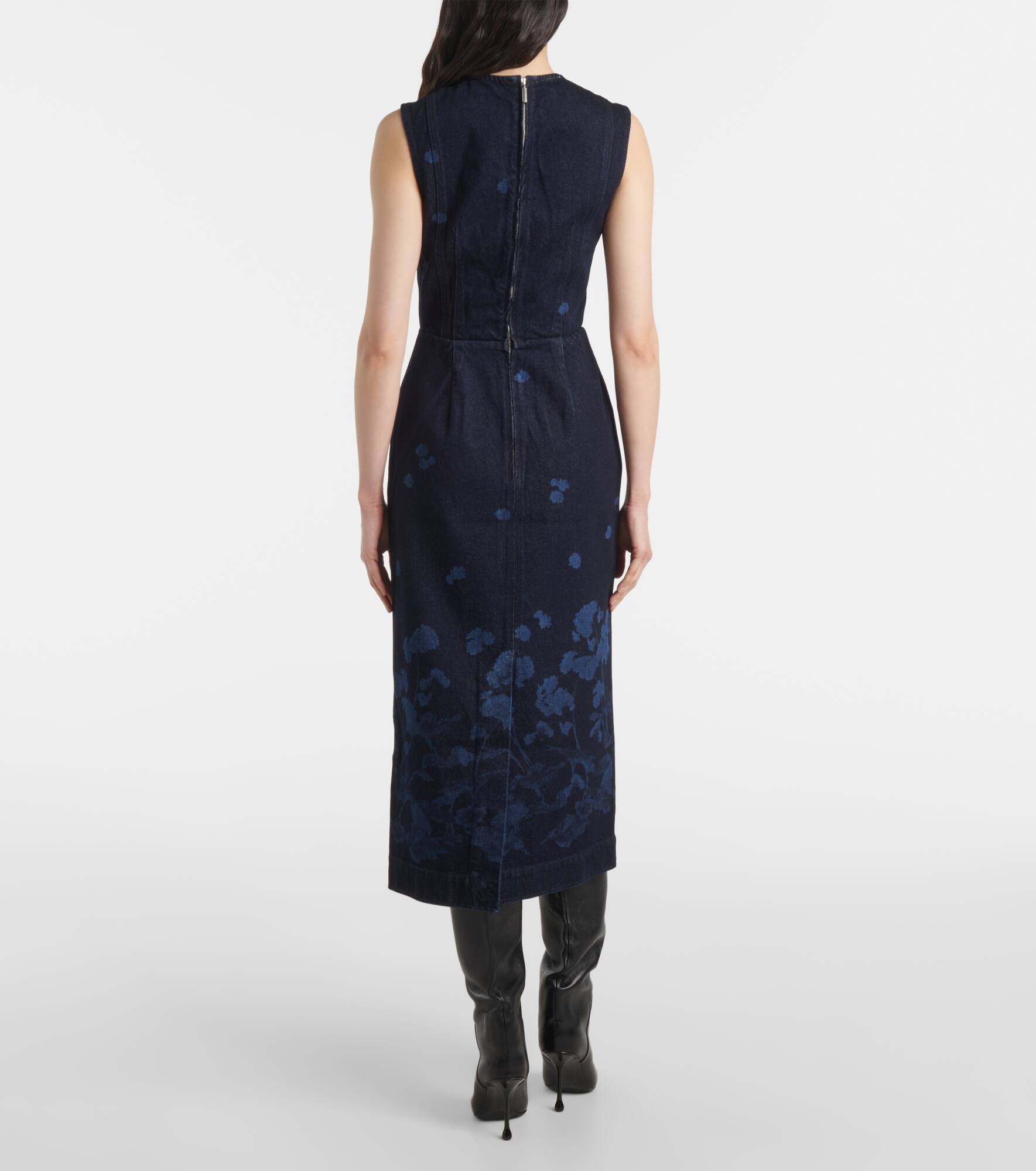 Floral denim midi dress - 3